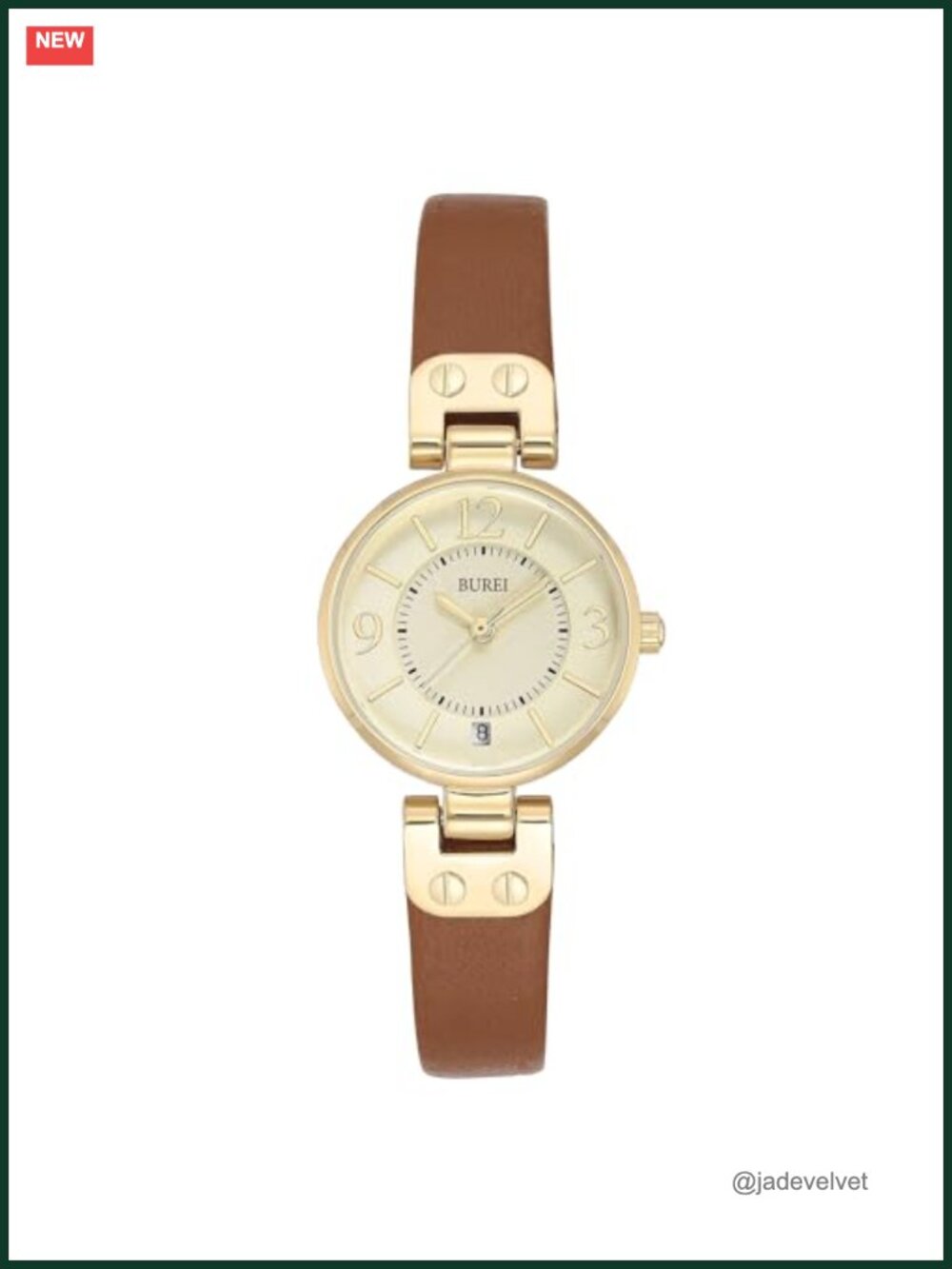 BUREI Women's Quartz Watch 25mm Small Elegant Dial Leather Strap Minimalist